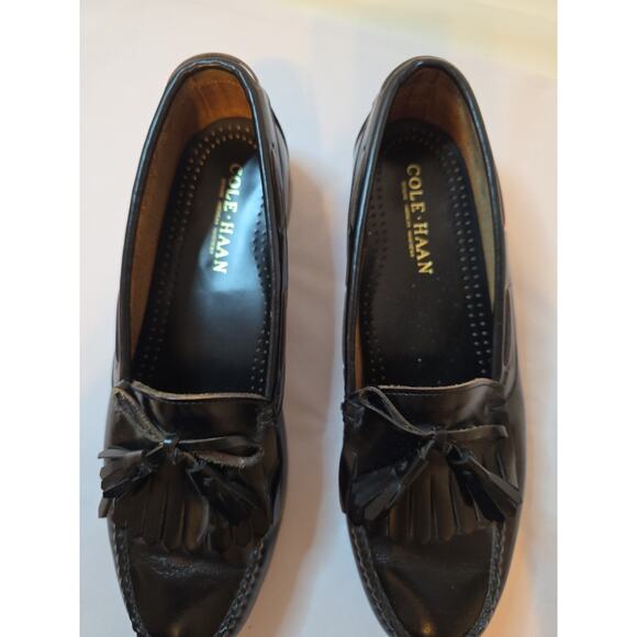 Classic COLE HAAN Hand Sewn U.S. Made Black Leather Loafers Tassels US Sz 11 D - Picture 5 of 16